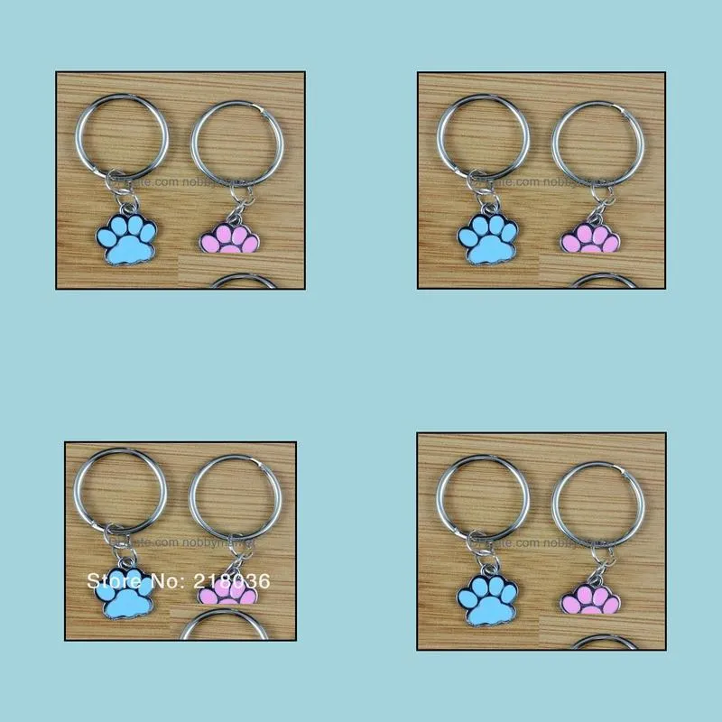 50PCS Vintage Silvers Charms Mixed Enamel Dog&Cats Footprints Keychain Ring For Keys Car DIY Bag Key Chain DIY Accessories NEW N1591