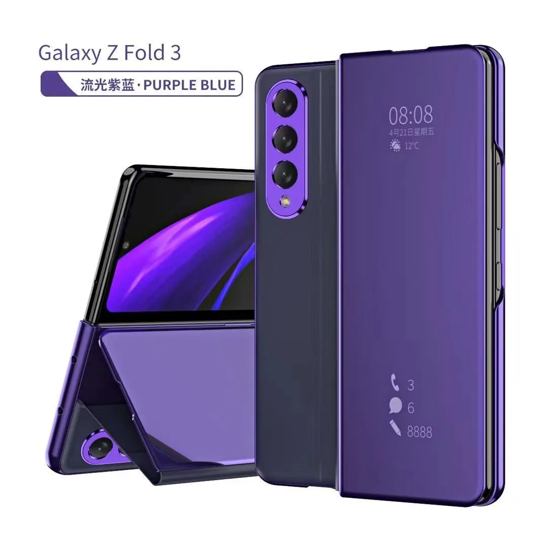 Casos inteligentes para Samsung Galaxy Z Fold3 dobra 2 dobra 4 3 5g Caixa Caixa Caixa Mirror Coloque Tampa de flip de revestimento
