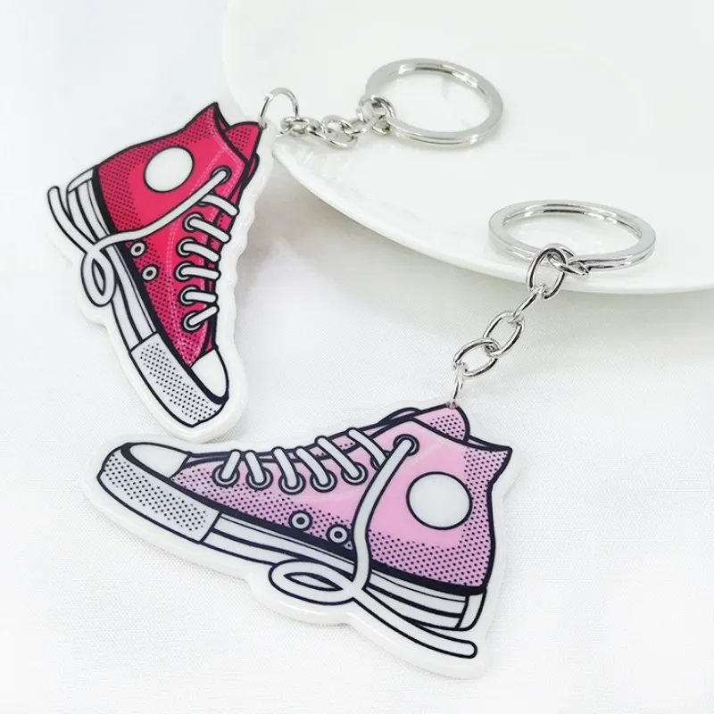 Acrylic canvas shoes key chain Bag Car Key Holder Metal Key Chain Rings shoe keychains For Women and men Unisex