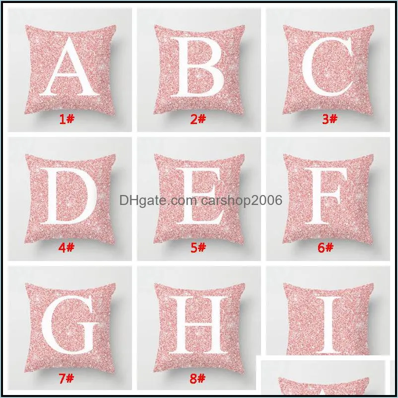 Pink Peach Skin Pillow Cover 18X18 Inch Letter Print Throw Pillow Cushion Cover Car Soft Pillow Case Home Decoration Pillowcase DBC