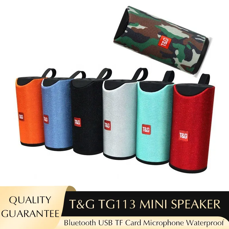 Yüksek Ses Kalitesi TG TG113 Mini Hoparlör 7 Renk Bluetooth Taşınabilir Hoparlörler Kablosuz TF Kart ve USB Disk Su Geçirmez Hoparlör
