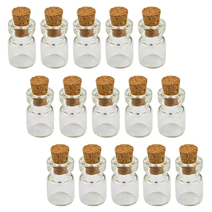 2021 0.5ml 10x18x5mm Kleine Mini Clear Glass Cork-injectieflacons met Hout Stoppers / Bericht Bruiloften Wens Wens Sieraden Party Gunsten Flessenbuis