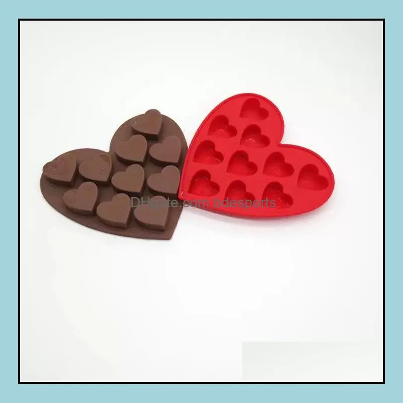 Baking Moulds10 Even Silicone Chocolate Mould Heart Shape DIY Cake Mold Love Ice Tray Jelly Soft Candy Molds Soap Bake Kitchen Tools