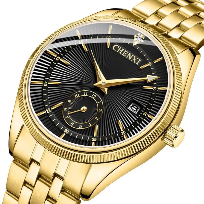 Autres montres Autres montres Montreuse-bracelet New Chenxi Gold Watch Mens Montres Analog Calle de poigne