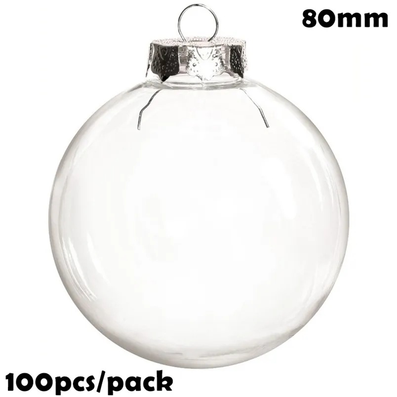 DIY Maluj / Shatterproof Christmas Decoration Ornament 80mm Plastic Ball, 100 / Pack 211104