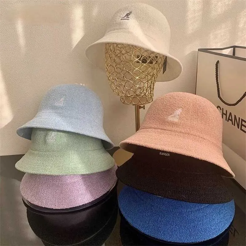 2021 New Autumn and Winter New Knitted Kangol Fisherman Hat Female Fashion Solid Color Wild Painter Hat Wool Hat Tide H0828