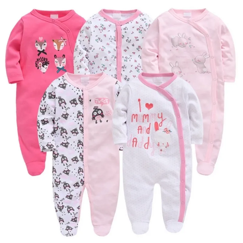 1 pièce dormeurs bébé pyjamas nouveau-né fille garçon Pijamas bebe fille coton respirant doux ropa bebe nouveau-né dormeurs bébé Pjiamas 210317