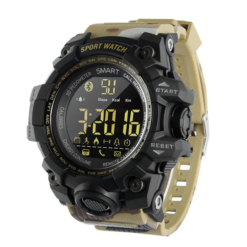 EX16S Smart Watch Bluetooth Impermeabile IP67 Camera Bracciale Relógios Pedometro Cronometro Schermo FSTN Orologio da polso per iPhone Android iOS Watch