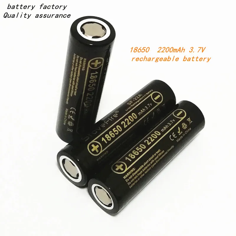 18650 2200mAh 3,7V Baterias de lítio recarregável Bateria de alta qualidade de fogueira 100%