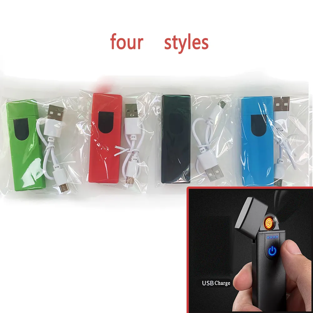 Four Styles Electric Touch Sensor Lighter Fingerprint USB Rechargeable Portable Windproof