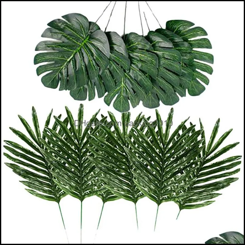 Decorative Festive Supplies Home Gardendecorative Flowers & Wreaths 24 Pcs 2 Kinds Tropical Plant Palm Leaves Artificial Faux Safari Hawaiia