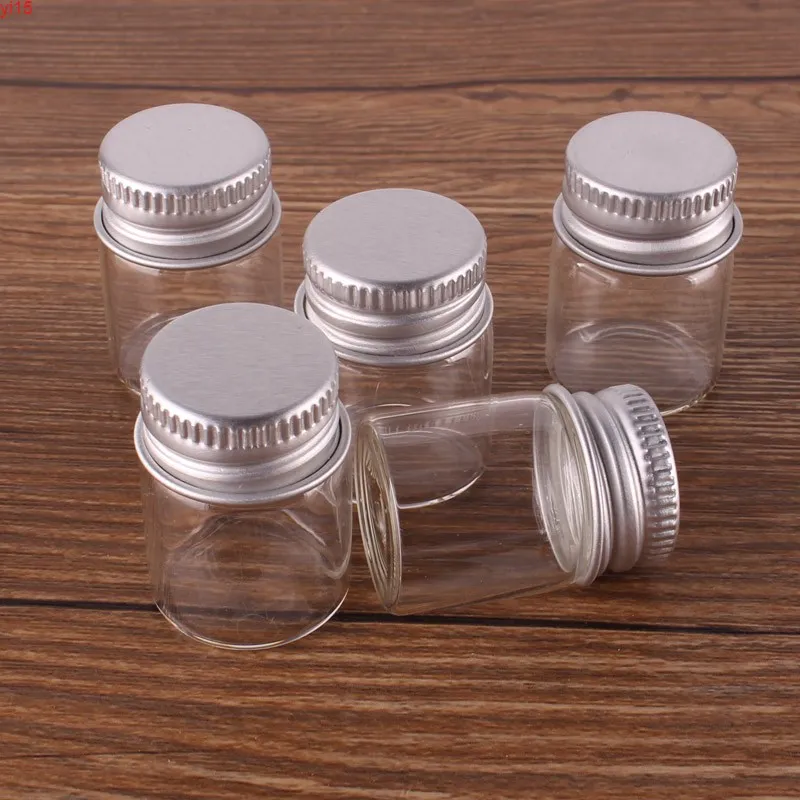 100 Stück 5 ml Größe 22 * 30 mm transparente Glasparfüm-Gewürzflaschen Winzige Gläser Fläschchen mit silbernem Schraubverschluss DIY Craftgood Menge