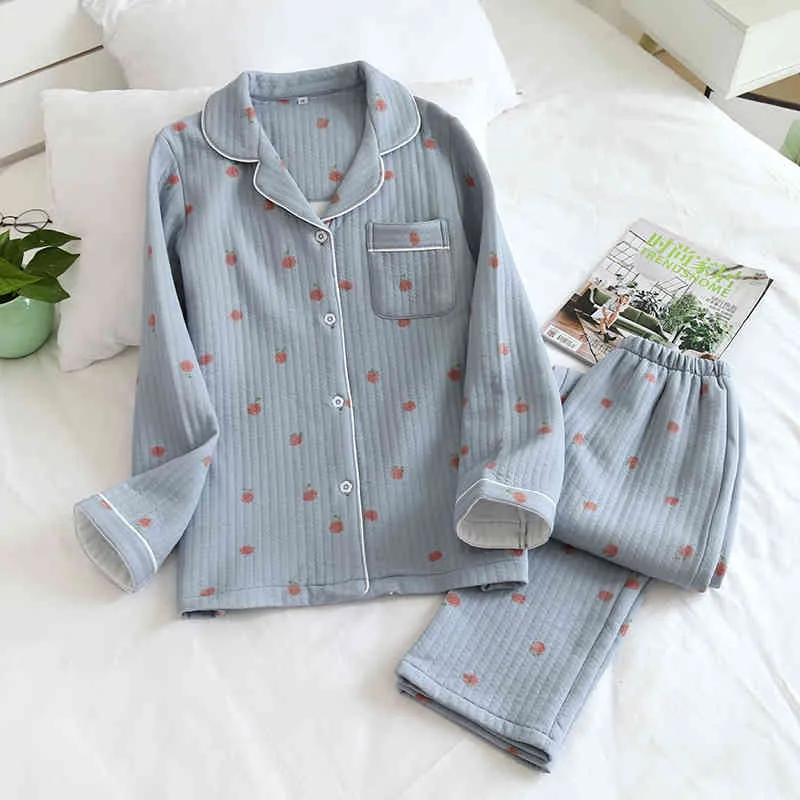 Japon yeni stil sonbahar ve kış uzun kollu pantolon, saf hava, sıcak bayanlar pijama, ev servisi pijama