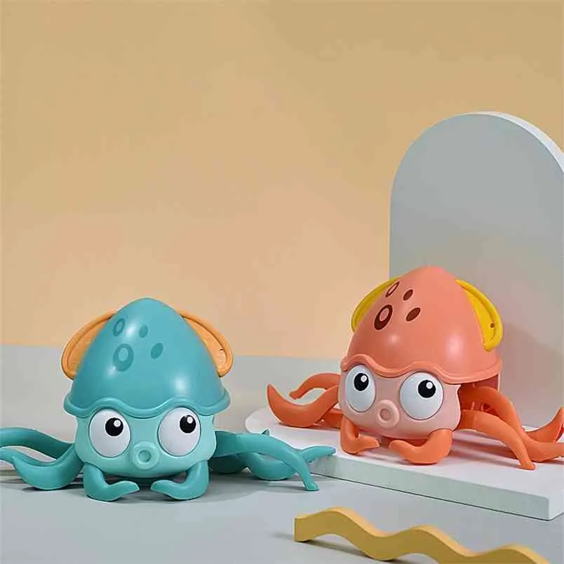 Kinderen Octopus Clockwork Toy Bath S Touw Trek Crawling Crab op Land en Water Boys Girls Gifts 210712