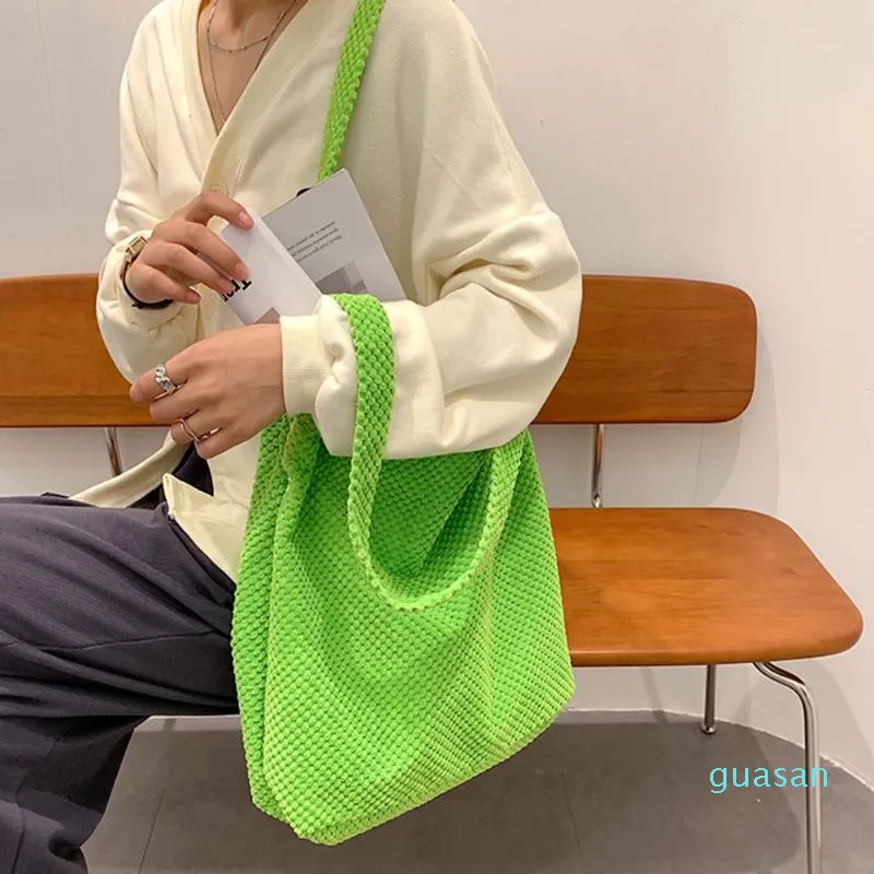Вечерние сумки женщины вязание сумка на плечо леди ручной работы зимняя осень вязание крючком на молнии большая емкость сумочка для покупок