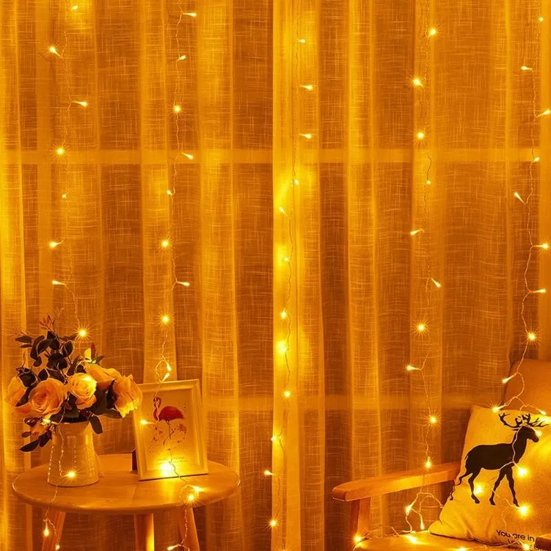Strings 3x3 M LED Icicle Fairy Light Plug EU US Garland Gordijn String Lampoutdoor/Indoor Decoratie voor kersthuwelijk Hallowen
