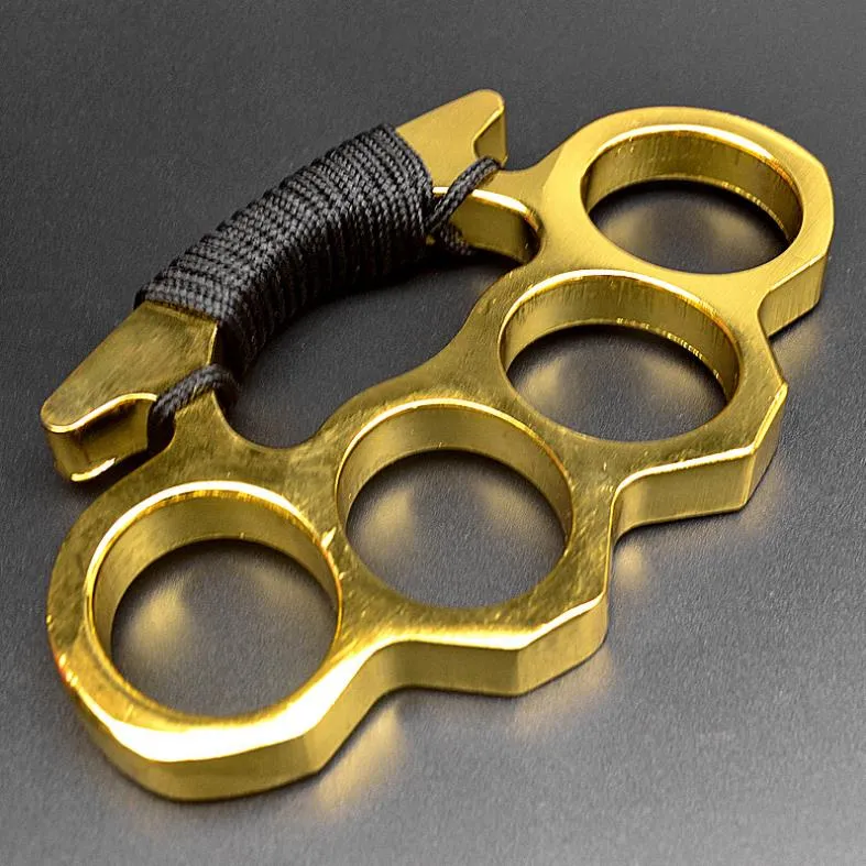 Kalınlaştırılmış Metal Parmak Tiger Güvenliği Savunma Dört Parmak Knuckle Duster Açık Hava Kendi Savunma Taşınabilir Cep Bilezik EDC Bileklik Aracı