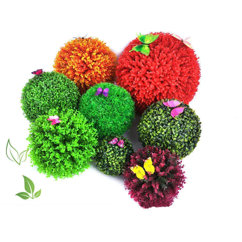 Artificial Simulate Plastic Green Leave Ball Artificial Grass Ball Home Garden Wedding Party DecorationDIY Artificial Grass Ball 210624