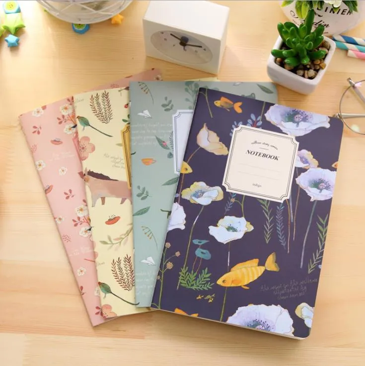 Notes Notepads Business & Industrial4Pcs/Set Kawaii Cute Flowers Birds Animal Notebook Painting Of Diary Book Journal Record Office School