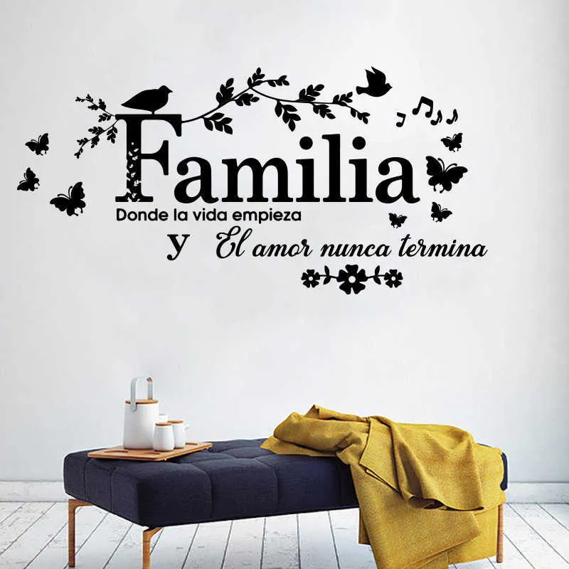 Famille Espagnole Où La Vie Commence Citation Autocollant Mural Salon  Chambre Familia, Donde La Vida Empieza Citation Mur Décalque Vinyle 210615  Du 7,54 €