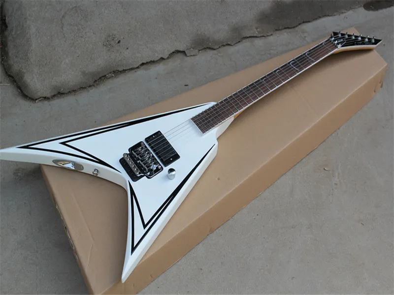 Chitarra elettrica corpo bianco con Floyd Rose, 1 pickup, hardware cromato, tastiera in palissandro, offerta personalizzata