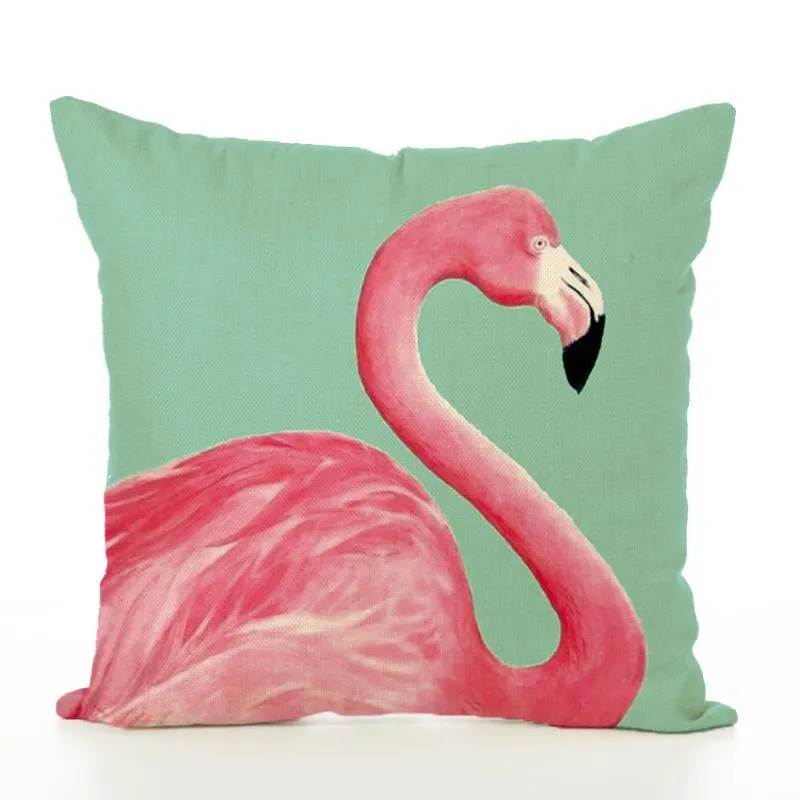 Cushion/Pillow Decorativo Cartoon Conciso Coverning Originality Flamingo Design Caso de estilo europeu de linho travesseiro de linho