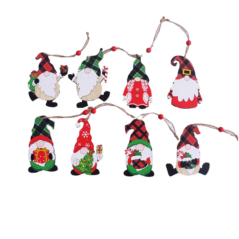 Christmas Pendants Painted Wooden Small Hanging Pendant Xmas Tree New Year Indoor Decorations Rudolph Toys