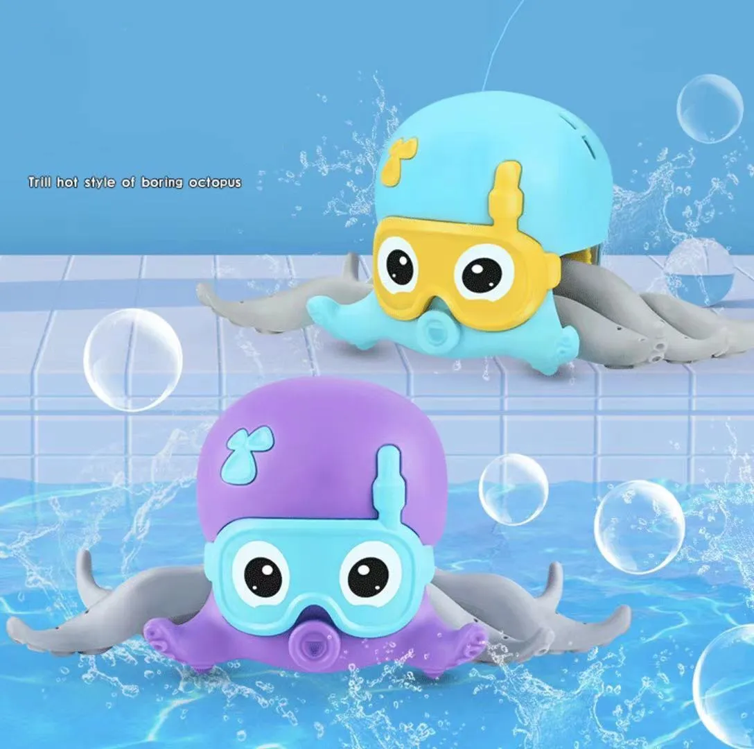 DHL flotante bebé bañera juguetes para un año niño regalo piscina Piscina ducha de playa juguete de niños de 2 a 4 años Línea de pull del octopio al por mayor