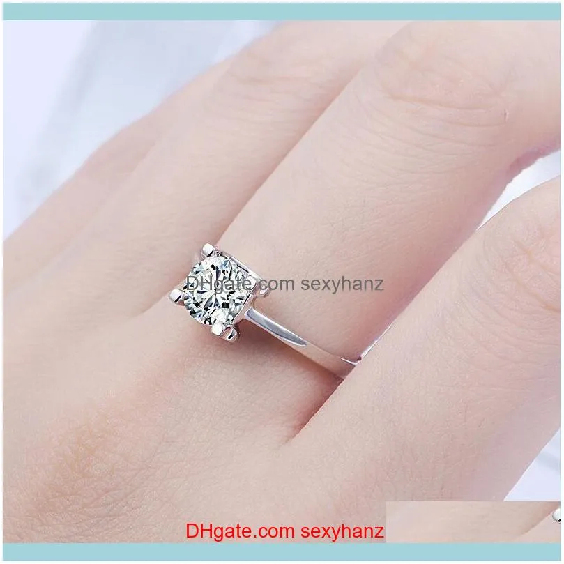 Silver Classic Created Moissanite Jewelry Wedding Rings For Women 3 Colors Engagement Ring Wholesale Gifts Cluster