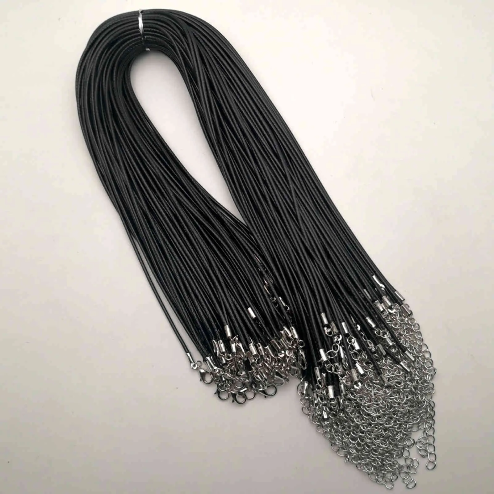 Fashion 2.0MM 45cm 60cm 70cm +5cm black Wax rope lobster clasp necklace lanyard Jewelry pendant cords 100pcs/lot Free