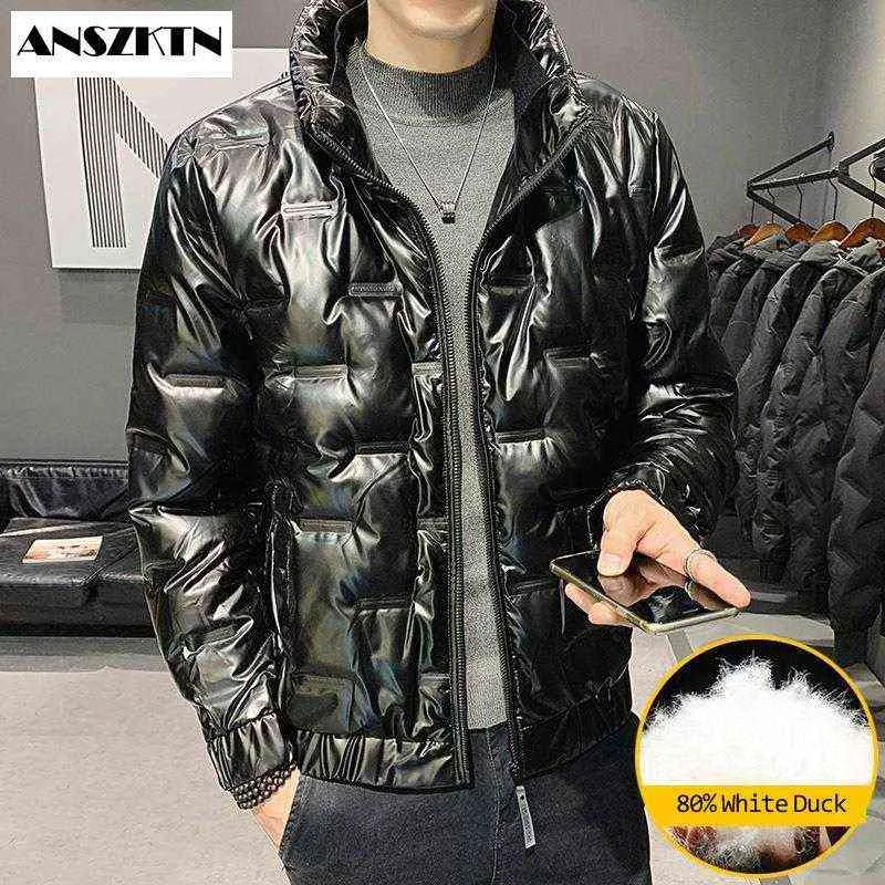 2020 New Fashion White Duck Down Jacket Winter Men's Brand Standing Collar Zipper Pocket Down Coats Canada Casaco Masculino G1115