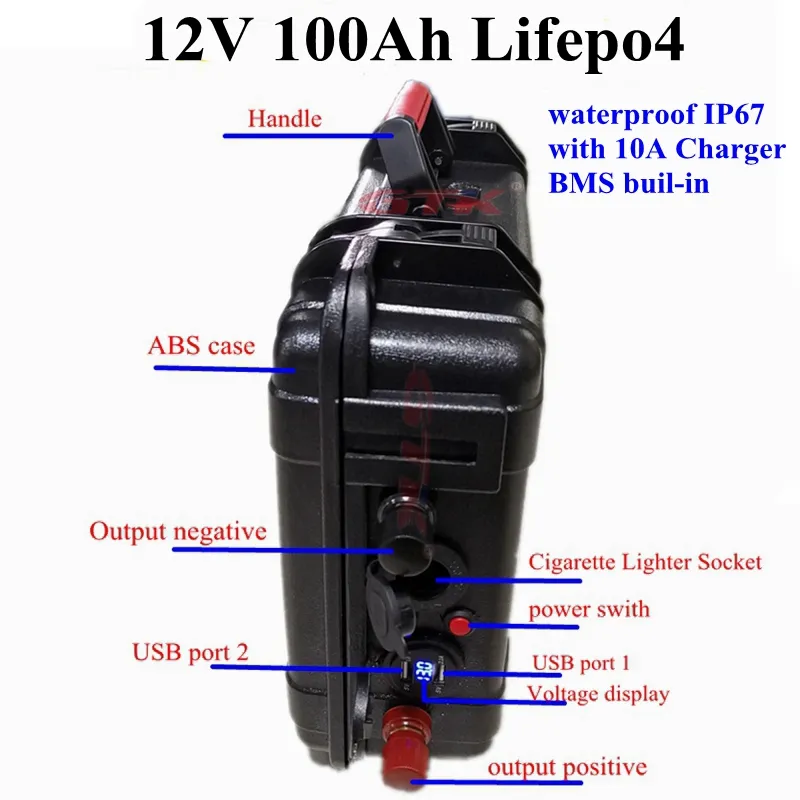 GTK 12V 100AH ​​LifePo4 100ah litowy pakiet akumulatorowy 12 V z BMS do łodzi rybackiej elektryczny silnik RV RV+10A Ładowarka