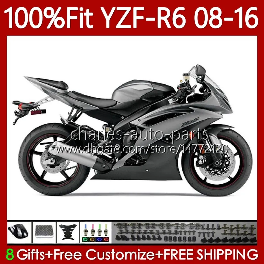 Einspritzverkleidungen für Yamaha YZF-R6 YZF glänzend grau R6 600 R 6 YZF-600 YZFR6 08 09 10 11 12 2013 2014 2015 2016 99No.164 YZF600 2008 2009 2010 2011 2012 13 14 15 16 OEM-Karosserie