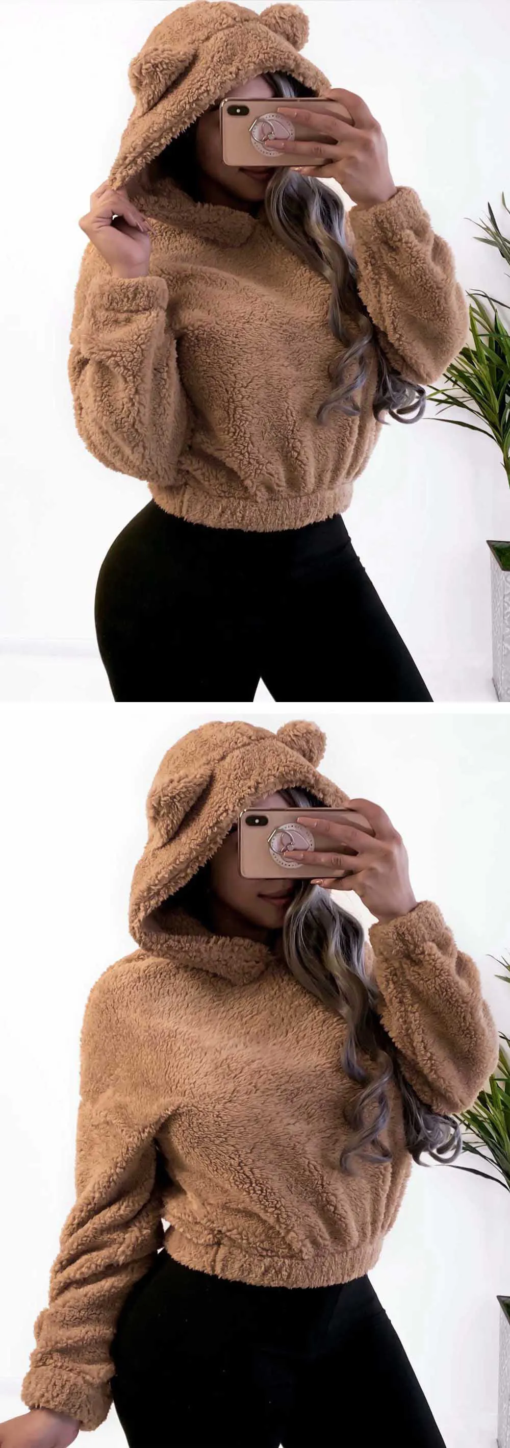 Teddy bear cropped hoodie cheap