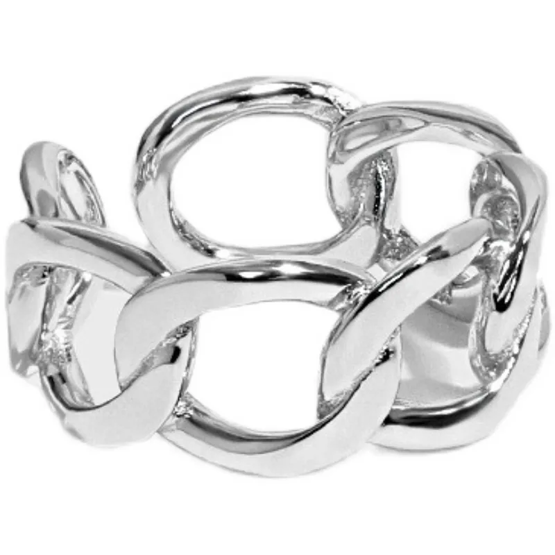 925 Sterling silver öppen ring kvinnlig personlighet nisch design ins trendigt high-end mesh twist chaindex finger mode smycken