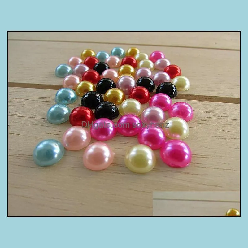 Half plastic Pearl Bead Flat Back Scrapbook /8mm Flatback Beads gifts mix color DIY wedding decoration -B02A