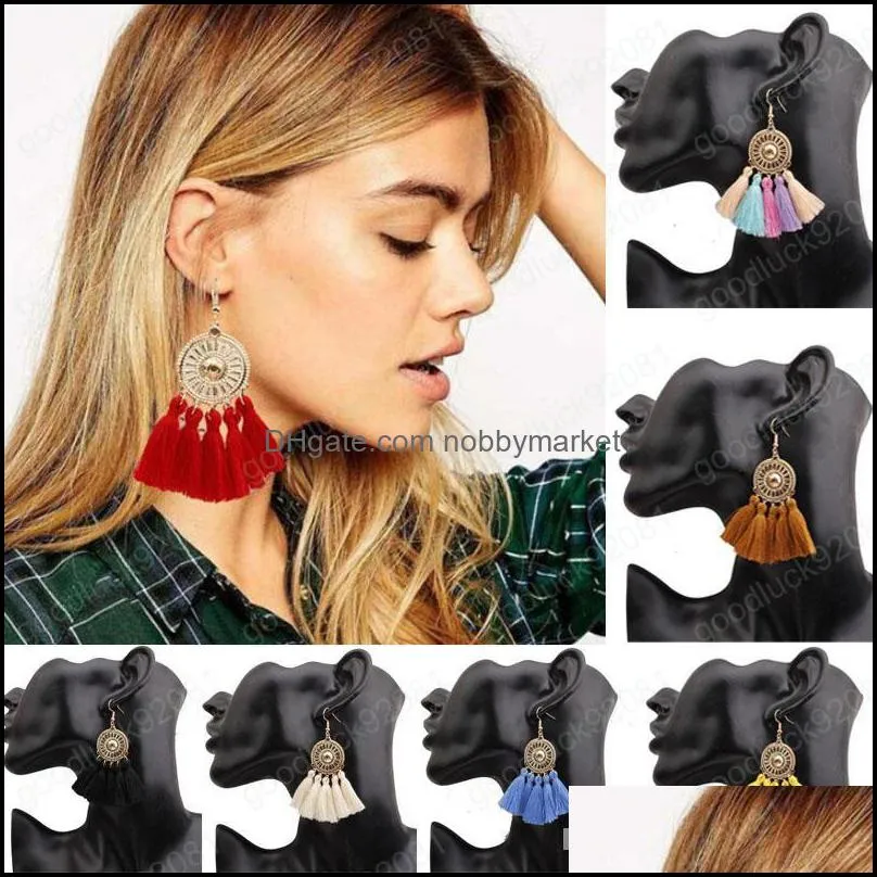 Dangle & Chandelier Earrings Jewelry Bohemia Gold Plated Alloy Tassel Charm Pendant Earring Fashion Women Lady Hook Drop Delivery 2021 Tdq4E