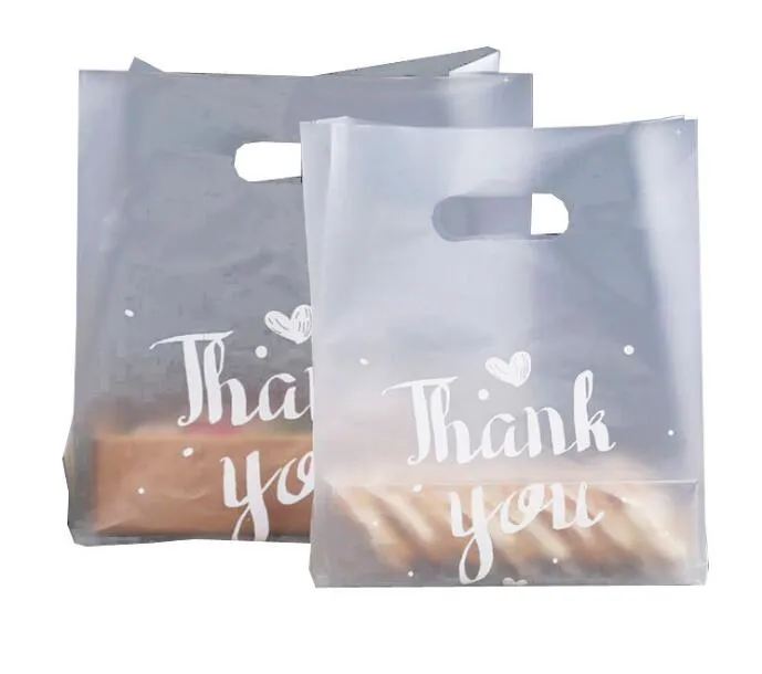 Dziękujemy Plastikowy Chleb Gotowanie Torby Na Zakupy Torby z uchwytem Party Wedding Gift Bag Candy Cake Owijanie Frosted Torebka