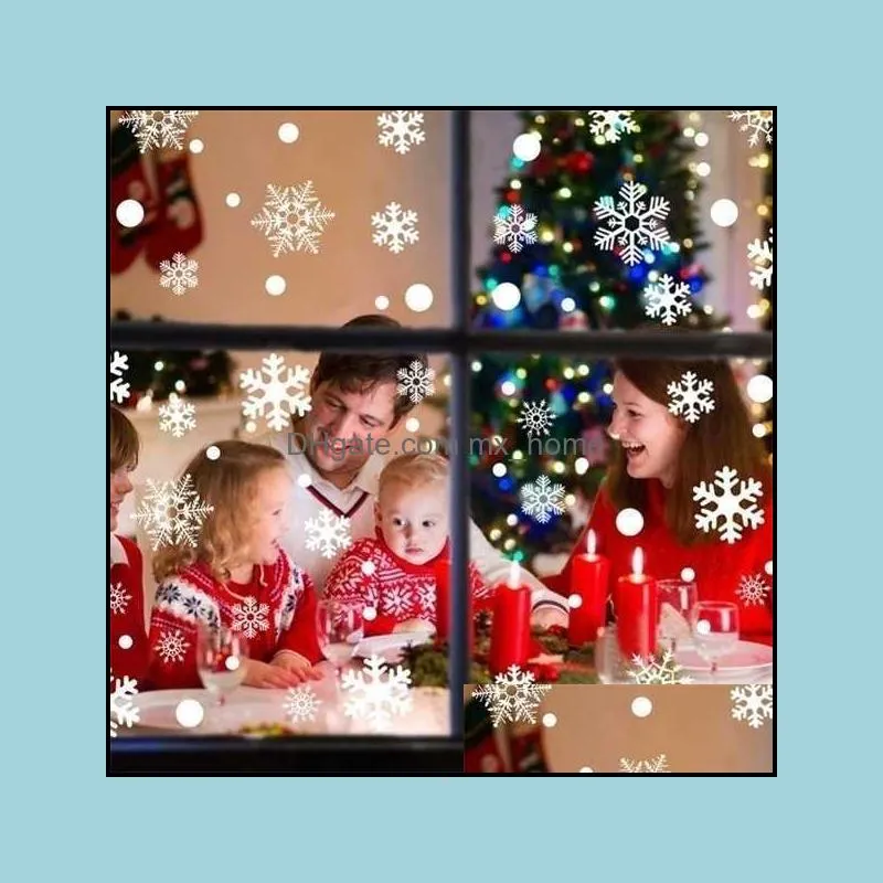 White 36pcs/lot Snowflake Wall Stickers Glass Window Sticker Christmas Decorations for Home Year Gift Navidad LE6W