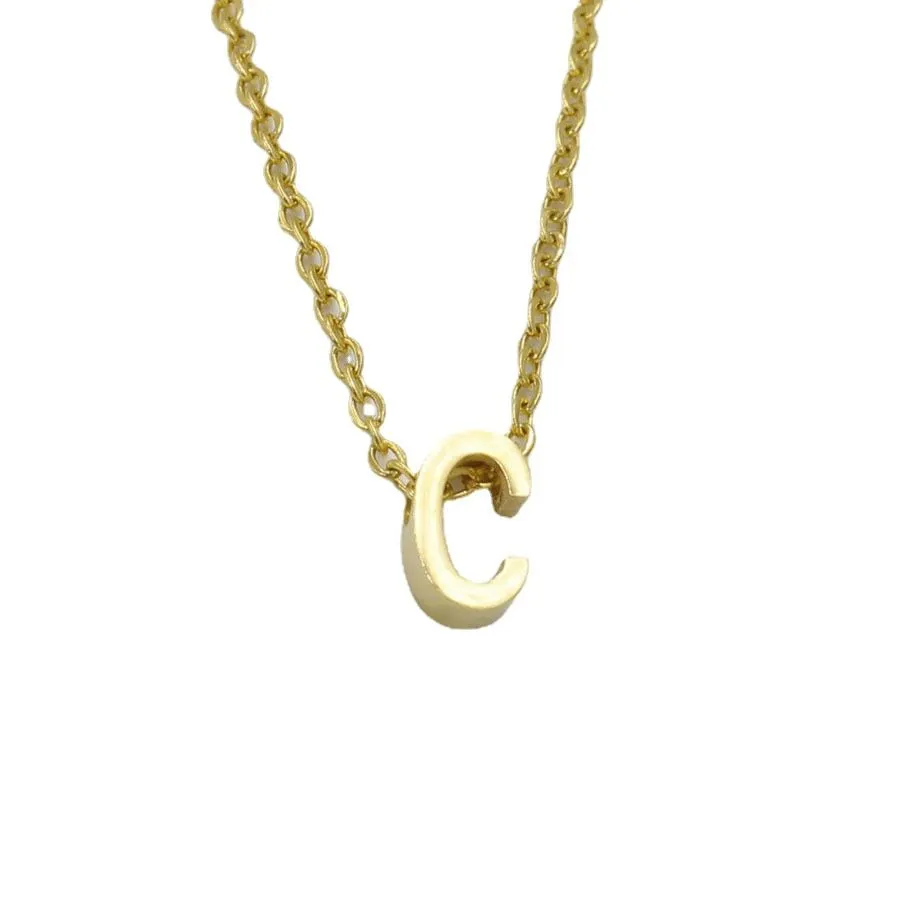 Rose Gold Silber Edelstahl Englisch Buchstaben Halskette Frauen A-Z Initial Alphabet Schmuck Anhänger Halsketten für Mädchen Geschenk