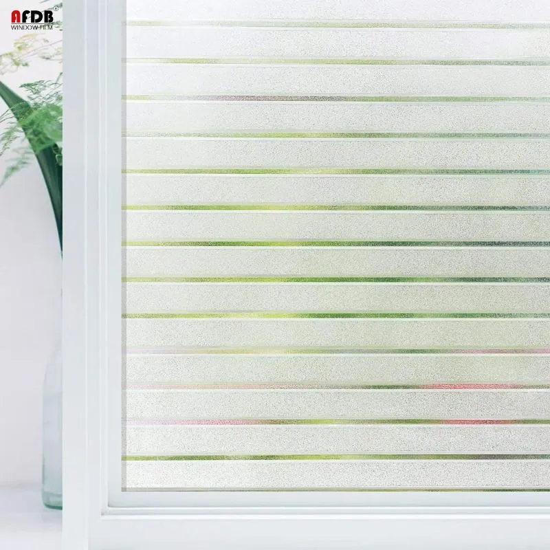 Autocollants de fenêtre AFDB Striped Frosted Film Static Cling Verre décoratif Protection UV Autocollant de confidentialité Non adhésif