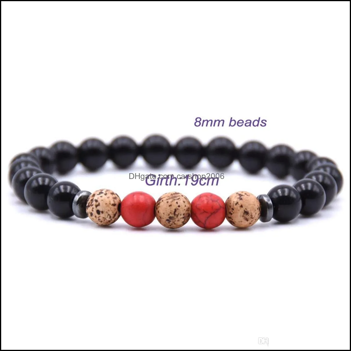 Ladies Bracelet 8mm Lava Rock Aromatherapy Anxiety Oil Disperser Wrist Ornament Braided Rope Natural Stone Yoga Bead Hand Ornament