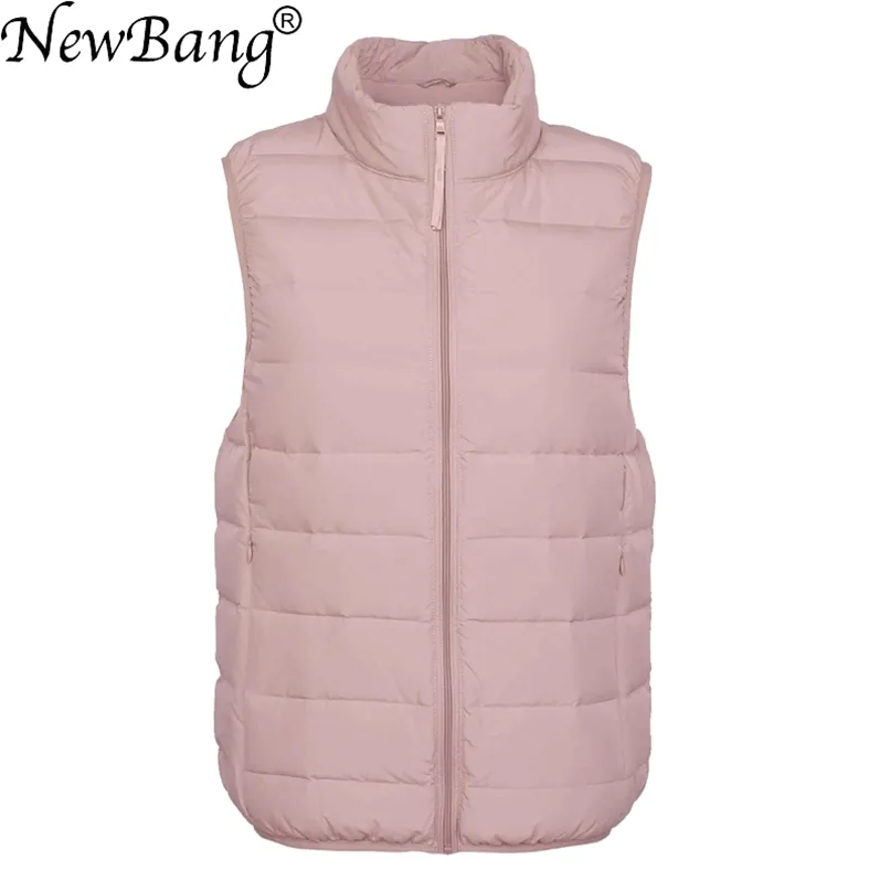 Bang Matt Tissu Femmes Sans Manches Ultra Light Down Gilet Blanc Canard Femme Col Montant Slim Gilet Chaud 210923