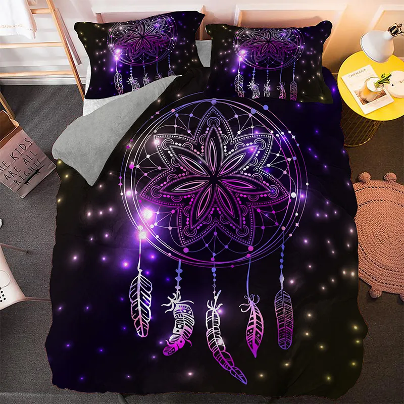 Psychedelic Czeski Dream Pościel Zestaw Królowa Królowa Rozmiar Kolorowe Catcher Duvet Cover Sets Z Poszewką Błąd 2/3 PCS C0223