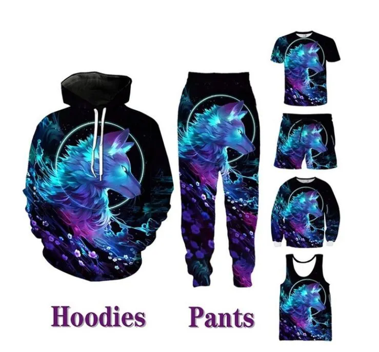 2022 New wolf Printed Fashion 3D Men/Women Cool Pattern Sweatshirt/T-shirt/hoodies/Vest/Pants/Shorts