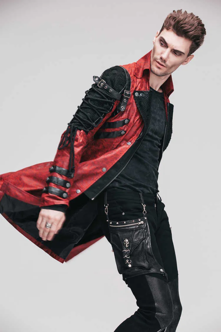 Devil Fashion Steampunk Gothic Black And Red Faux Leather Mens Military  Uniform Long Jacket For Autumn And Winter Mens Outerwear 211011 From  Kong01, $233.45