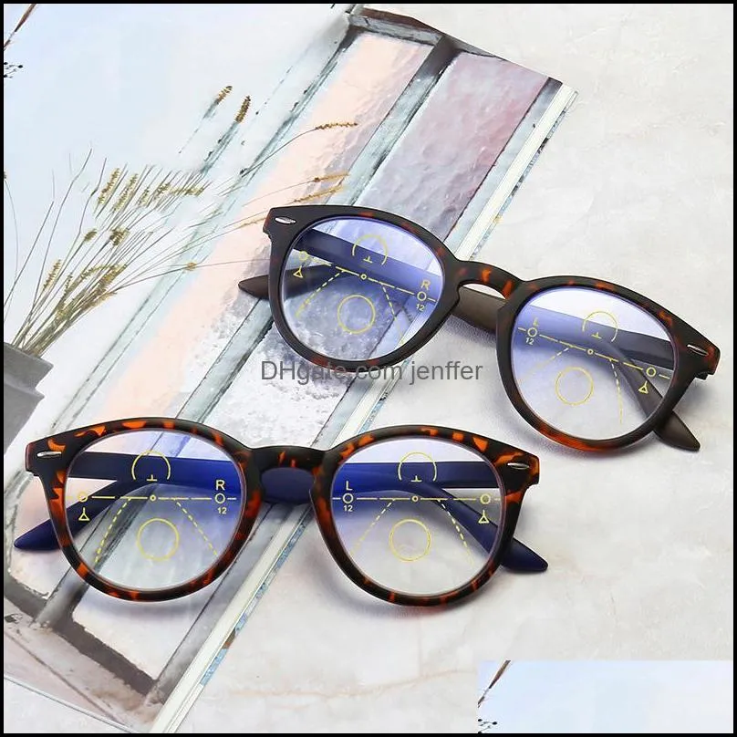 Sunglasses Fashion Aessories Elbru Anti Blue Light Reading Glasses Progressive Mtifocal Women Near Far Sight Round Frame Eyeglasses Diopter