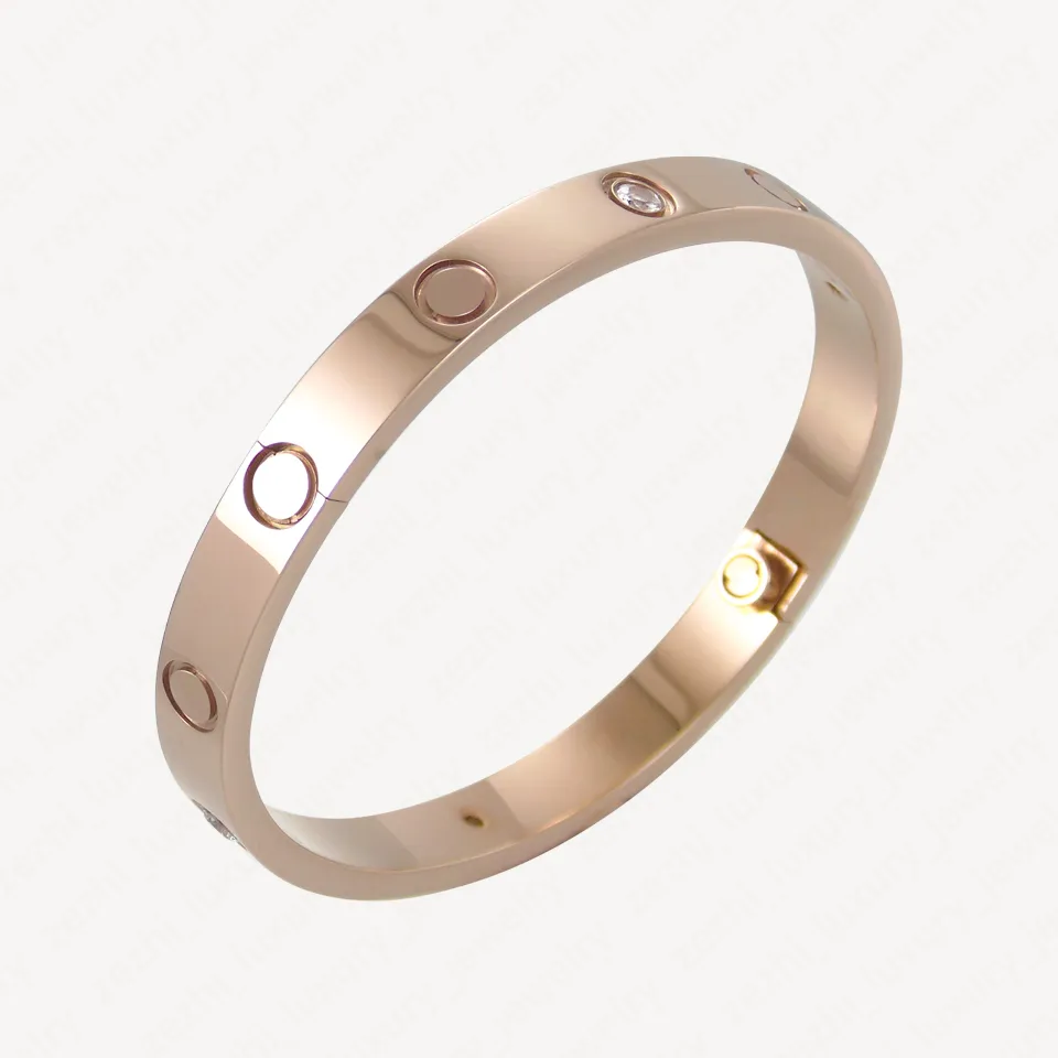 Liebe Armbänder Armreif Diamant 18k Rose Gold Überzogene Armreifen Mode Edelstahl Classic 6mm Armband Partei Zubehör