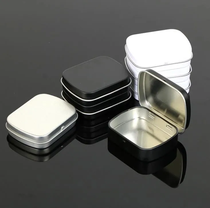 Partihandel Small Size Hinge Tin Box Square Tin Silver Sealing Plain Tenn Box, 400pcs