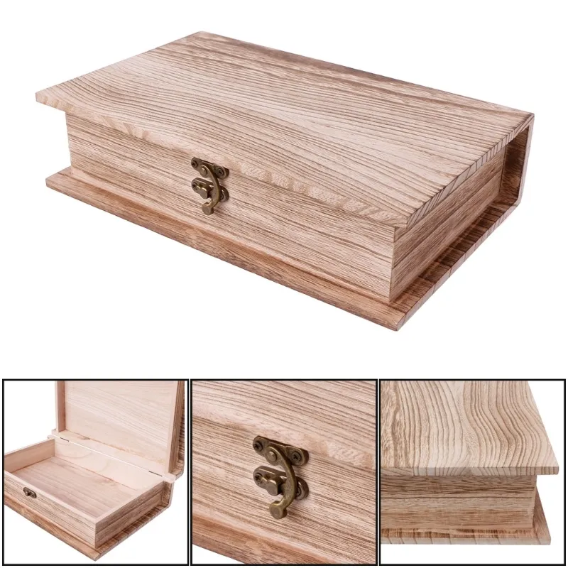 Wooden Hinged Lockable Box Book Shape Jewellery Mini Storage Case Home  Crafts Sundries Organizer Mini Storage Box Gift 210309 From Luo09, $13.38